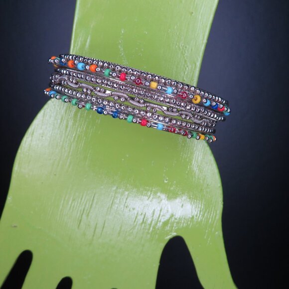 Multicolored Beaded Bangles - Picture 5 of 8